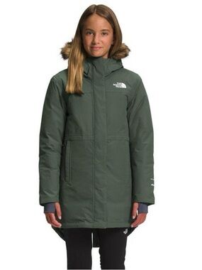 THE NORTH FACE Girl's Down Arctic Parka. Sz M (10/12) in rare Thyme/Light Pink